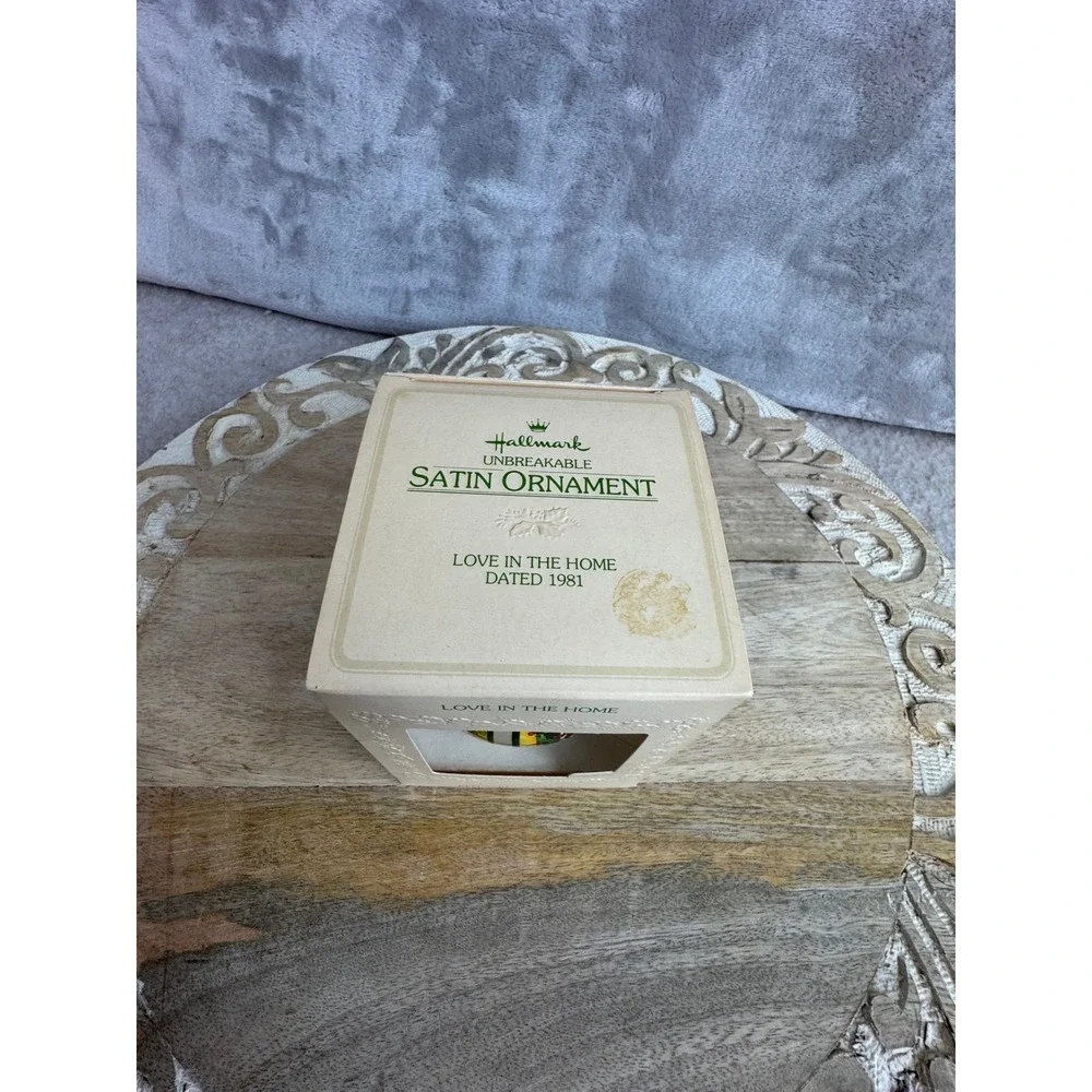 Hallmark Keepsake Ornament 1981 Love in the Home Vintage Satin Silk‎ Ball Boxed